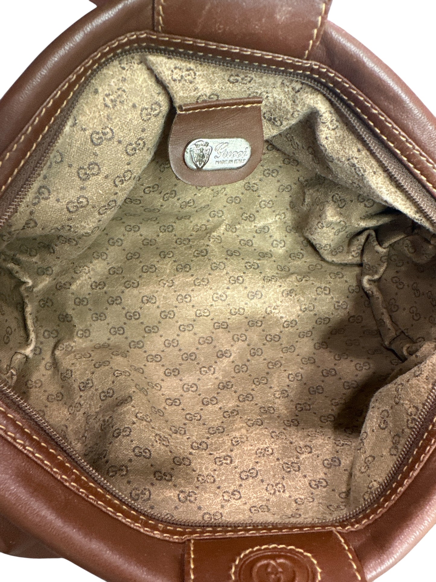 Gucci Vintage GG Logo Brown Pouch RARE - Clairely Amazing