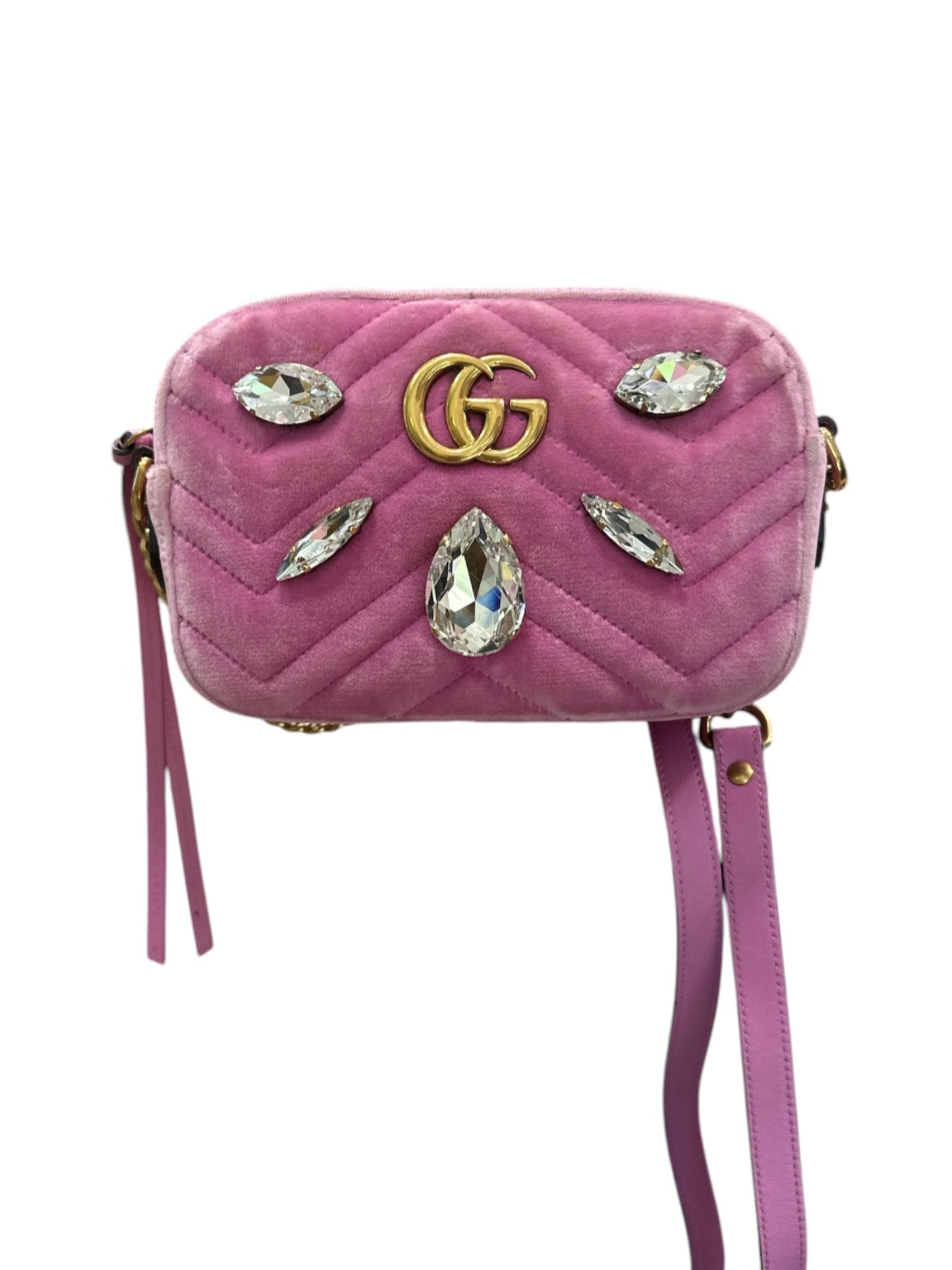 Gucci
Velvet Mini GG Marmont Marquise Crystals Matelasse Shoulder Bag - Clairely Amazing