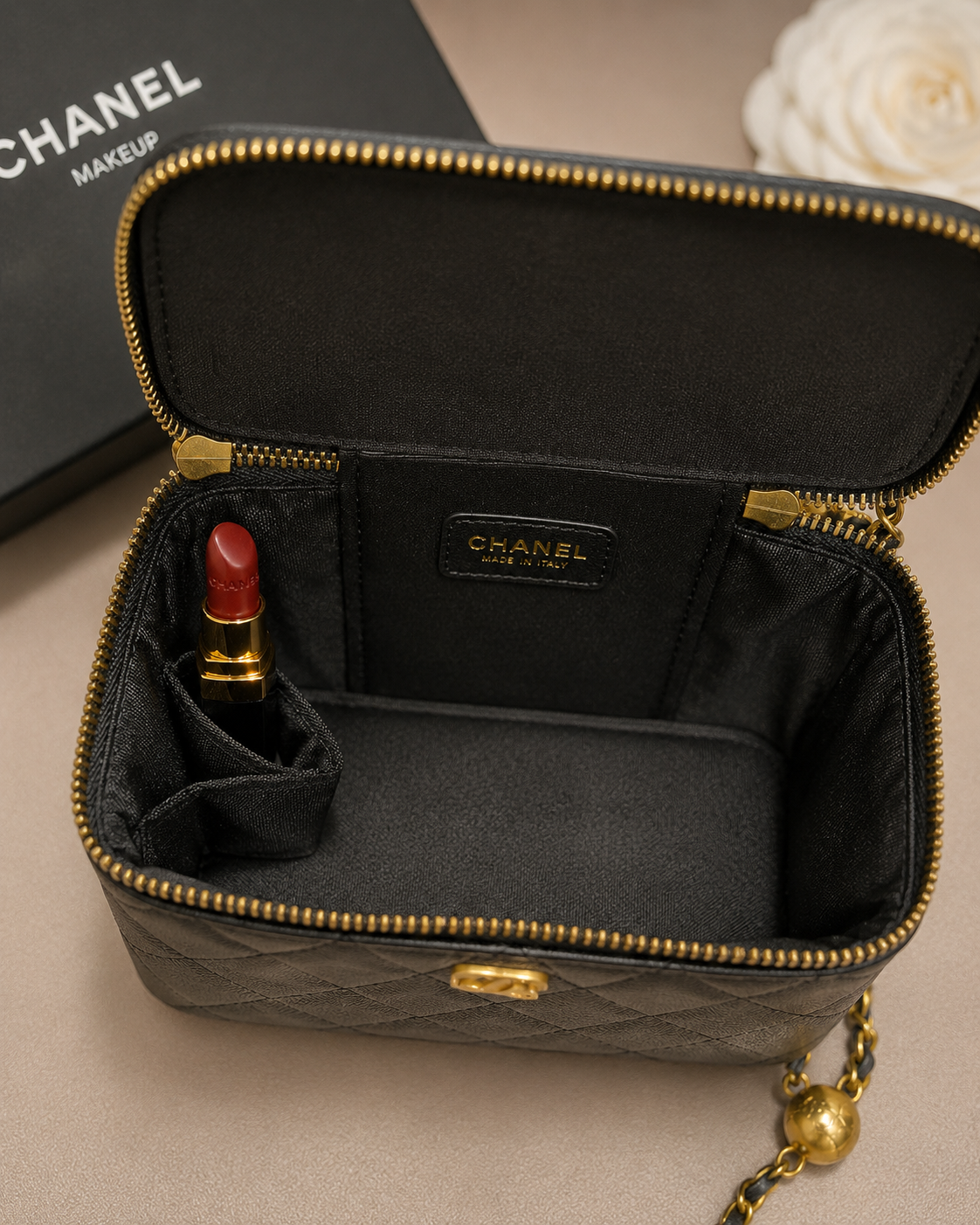 CHANEL Beauty Vanity Crossbody Bag with Letter Handle – Black Quilted GWP Edition