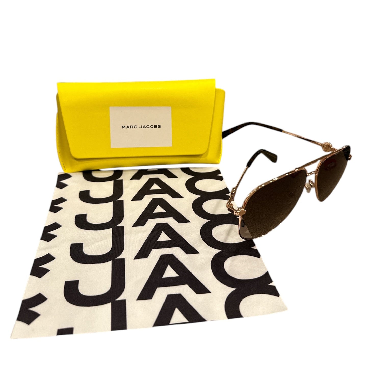 Marc Jacobs GOLD BROWN Aviator Sunglasses - Clairely Amazing