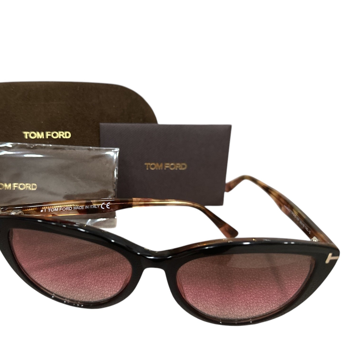 Tom Ford Isabella Women's Shiny Black/Pink Gradient Sunglasses - Clairely Amazing