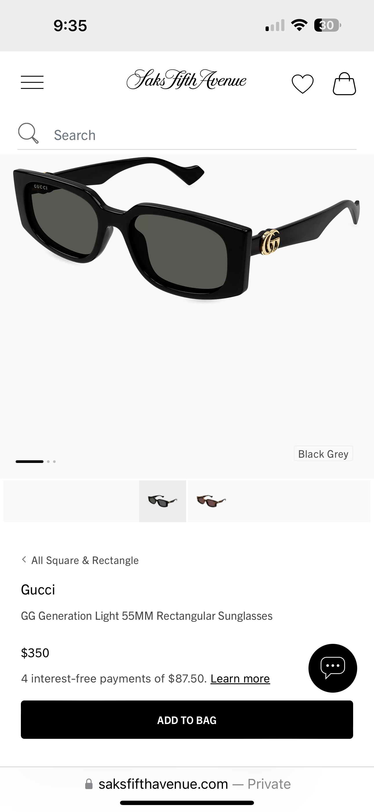 GG Generation Light 55MM Rectangular Sunglasses - Clairely Amazing