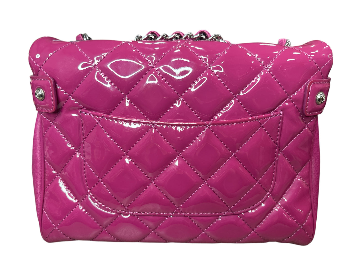 Chanel Double Compartment Flap Bag Quilted Patent Medium - Clairely Amazing