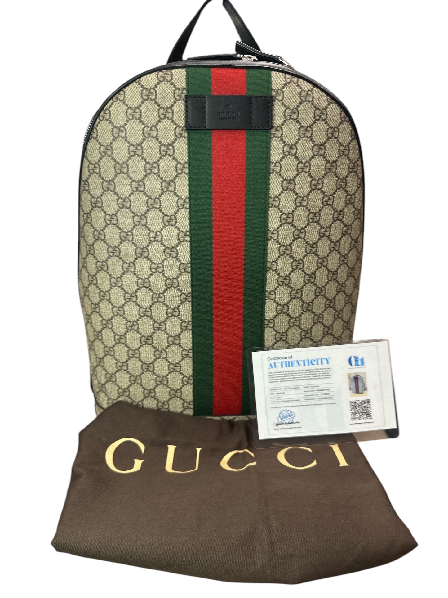 NEW Gucci Web Backpack GG coated Canvas Medium - Clairely Amazing