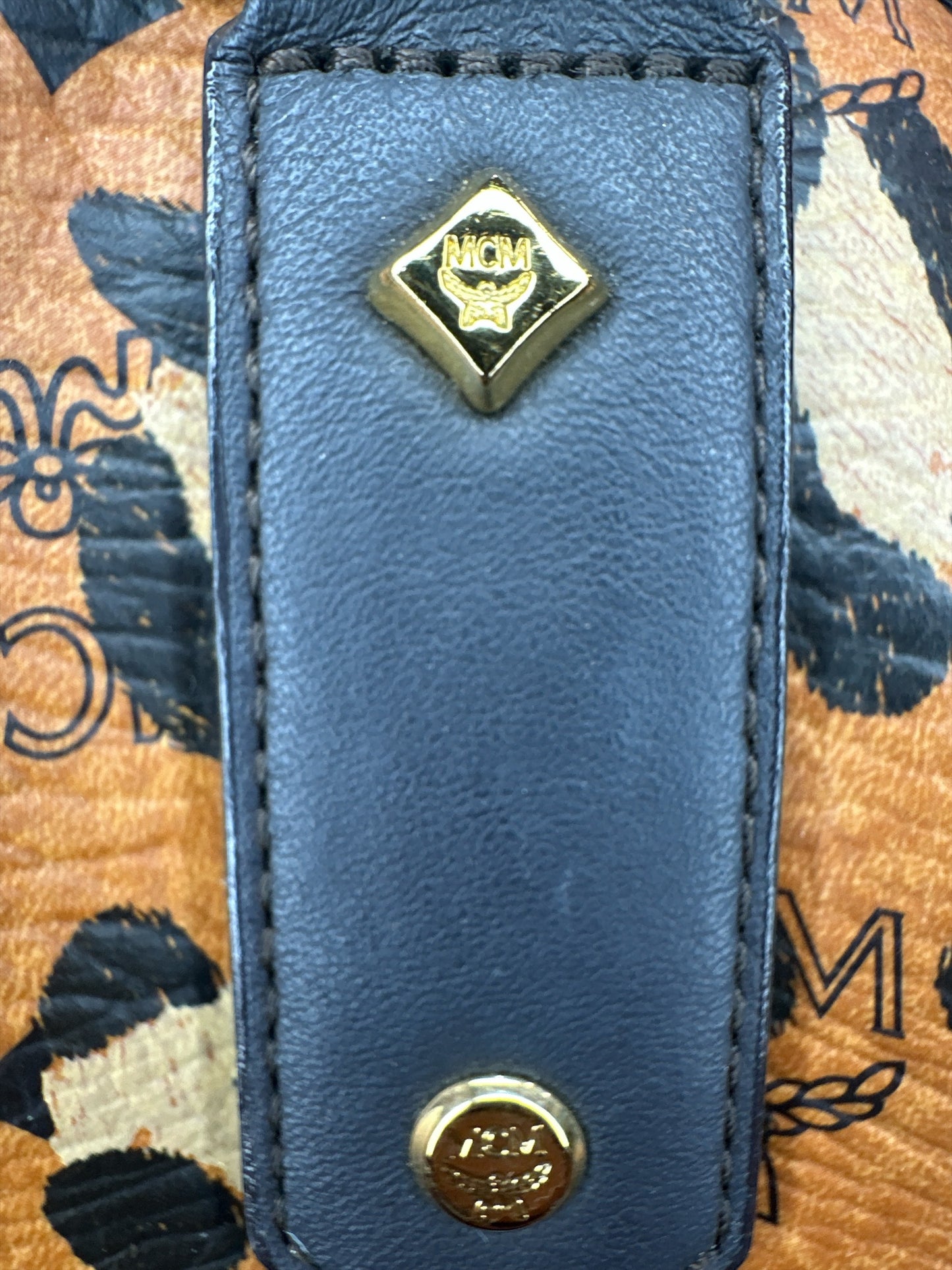 MCM Visetos Leopard Print Leather Satchel - Clairely Amazing