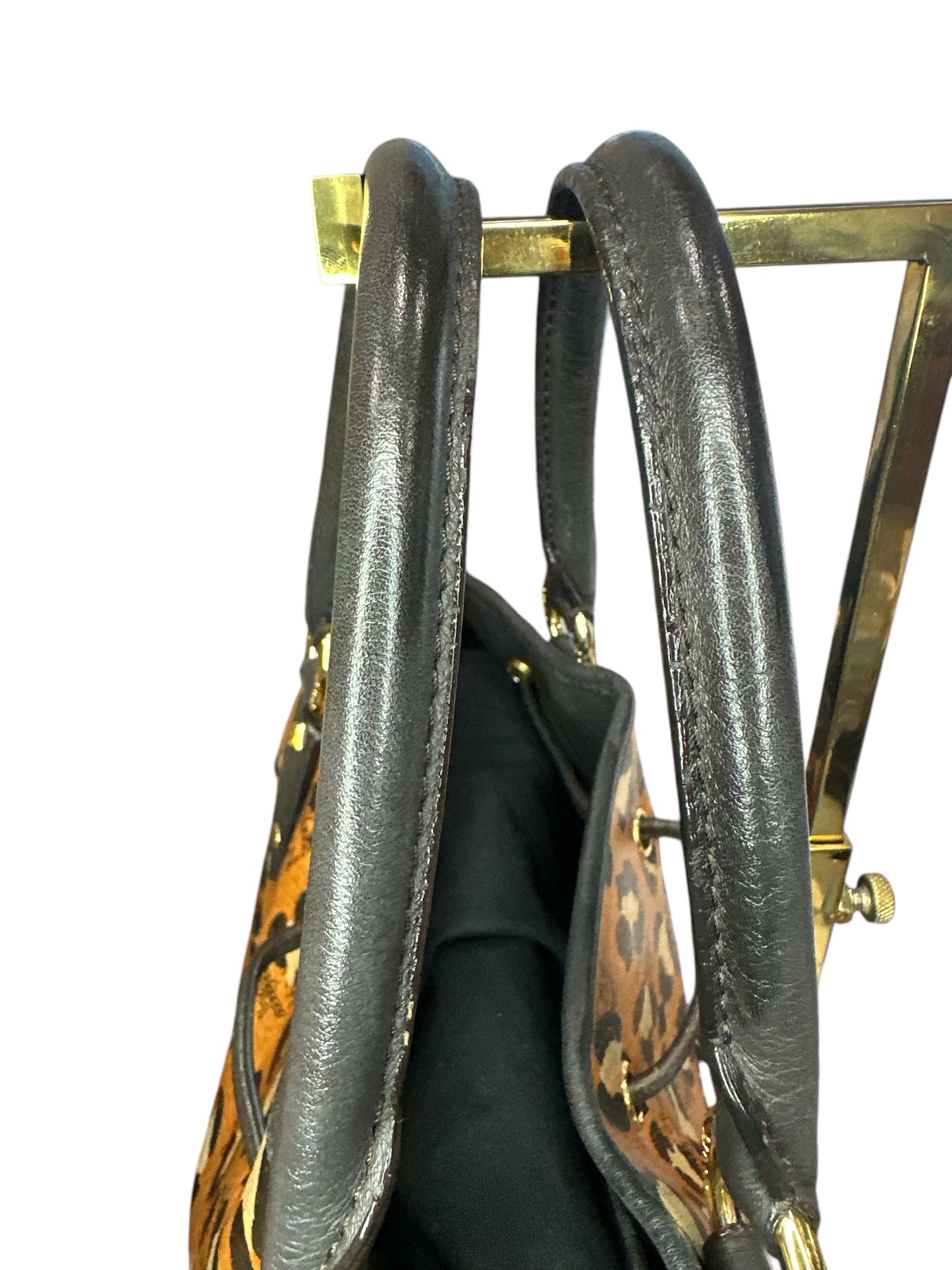 MCM Visetos Leopard Print Leather Satchel - Clairely Amazing