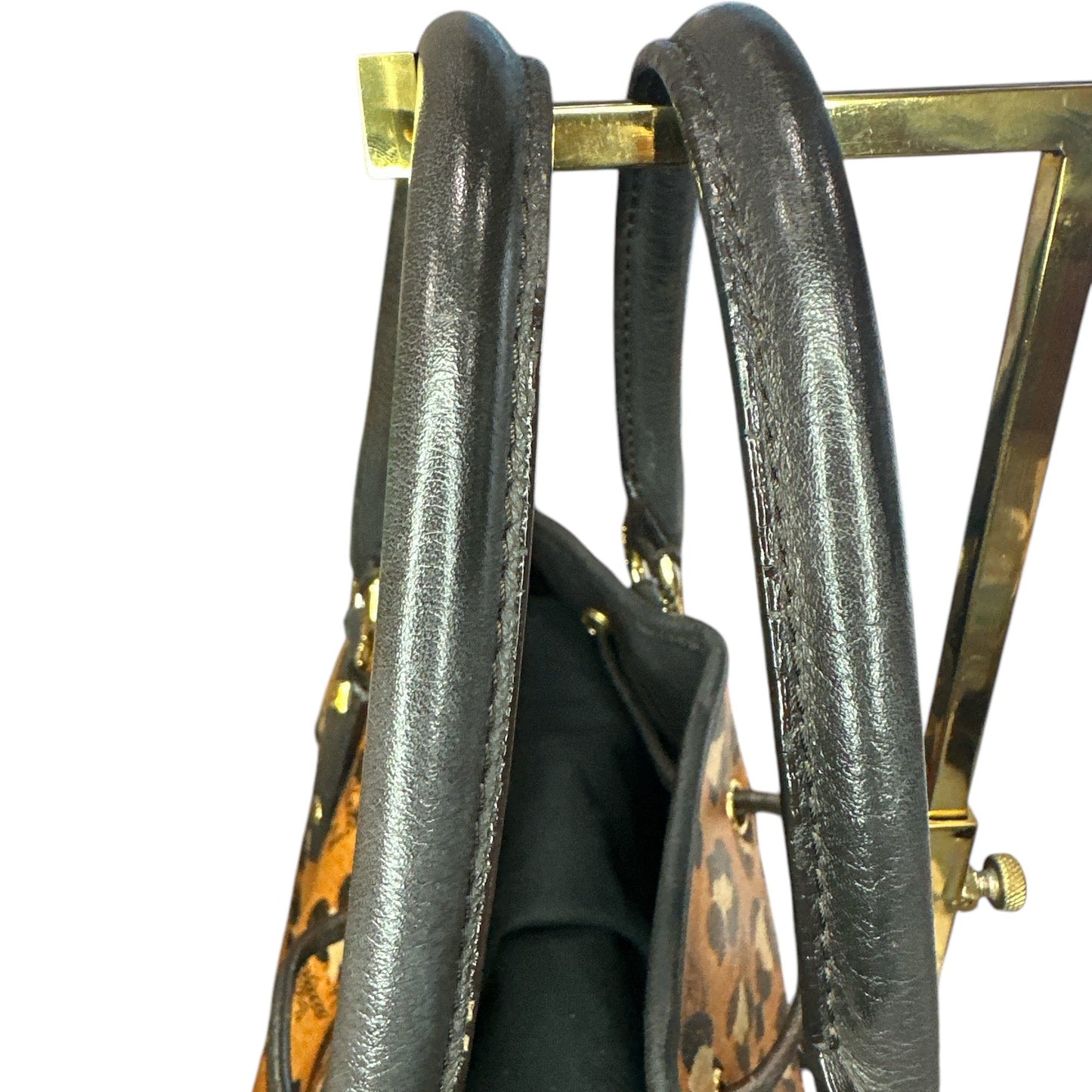 MCM Visetos Leopard Print Leather Satchel - Clairely Amazing