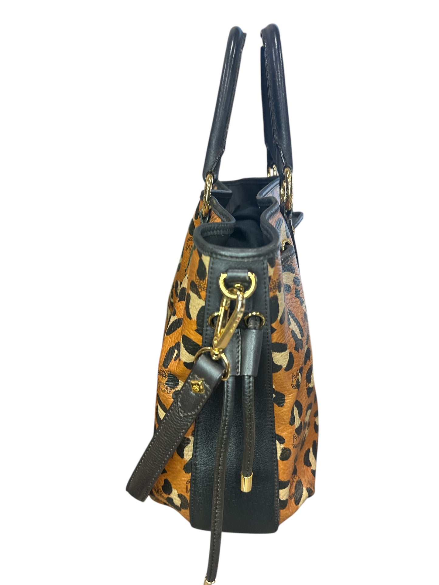 MCM Visetos Leopard Print Leather Satchel - Clairely Amazing