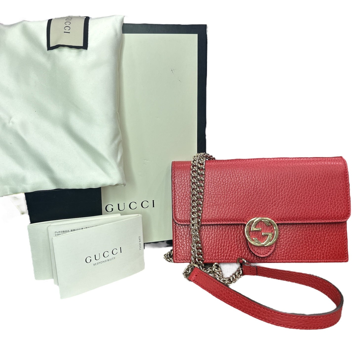 Gucci Red Leather Interlocking GG Crossbody - Clairely Amazing