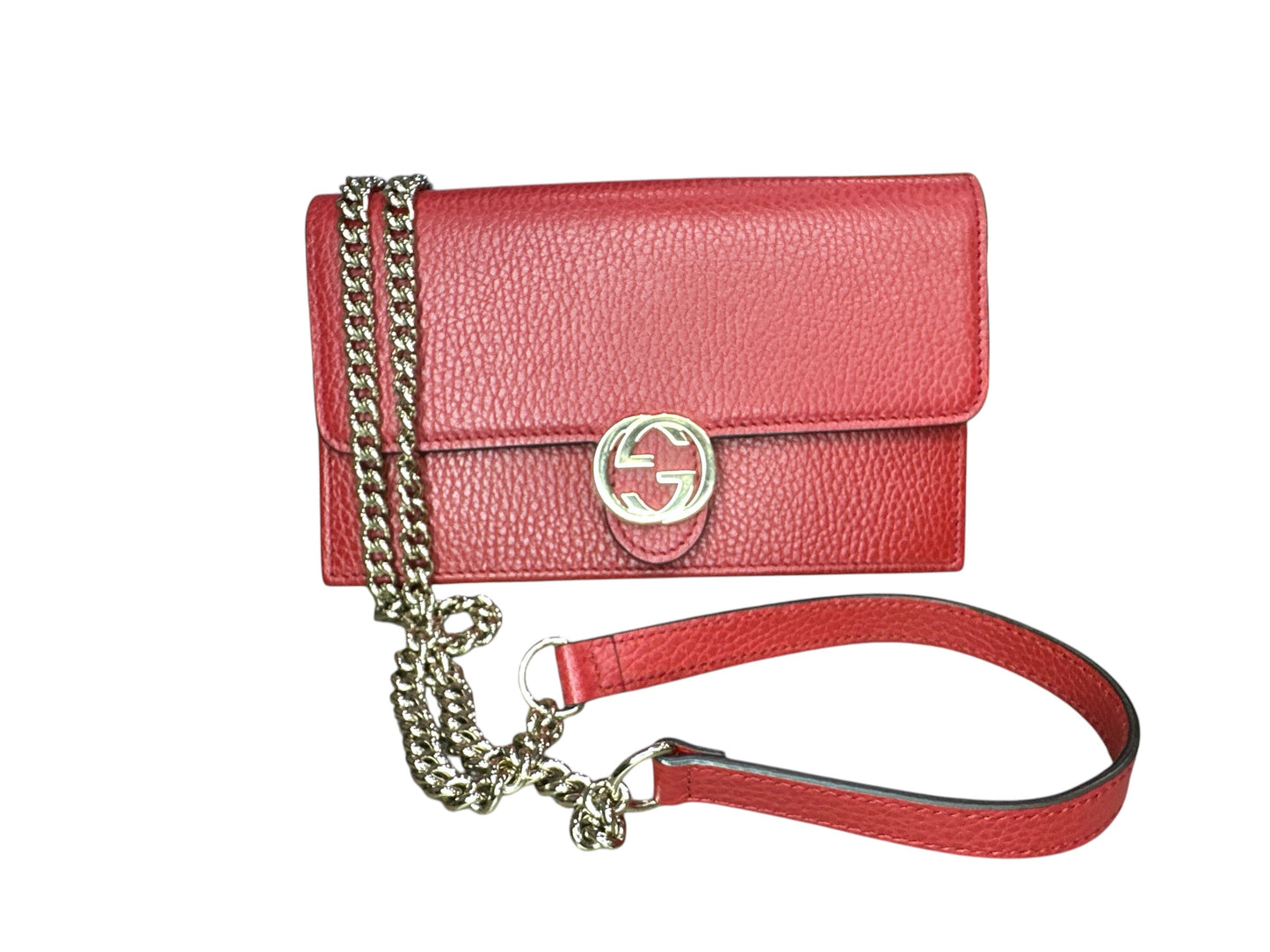 Gucci Red Leather Interlocking GG Crossbody - Clairely Amazing