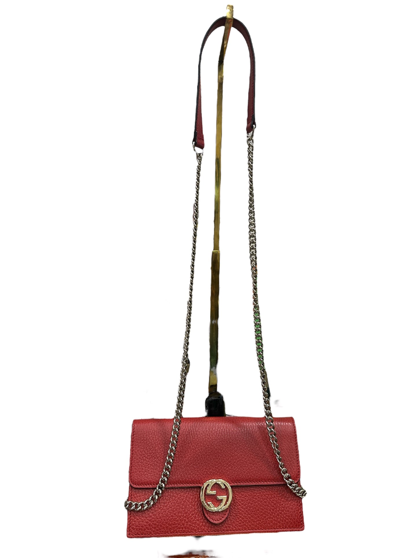 Gucci Red Leather Interlocking GG Crossbody - Clairely Amazing