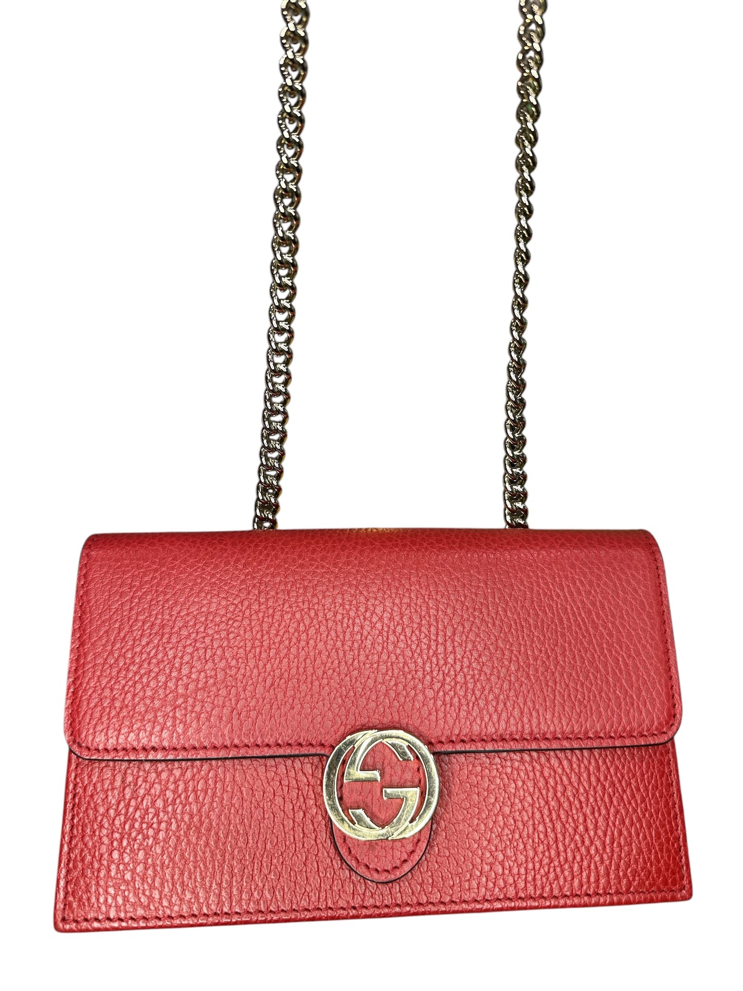 Gucci Red Leather Interlocking GG Crossbody - Clairely Amazing