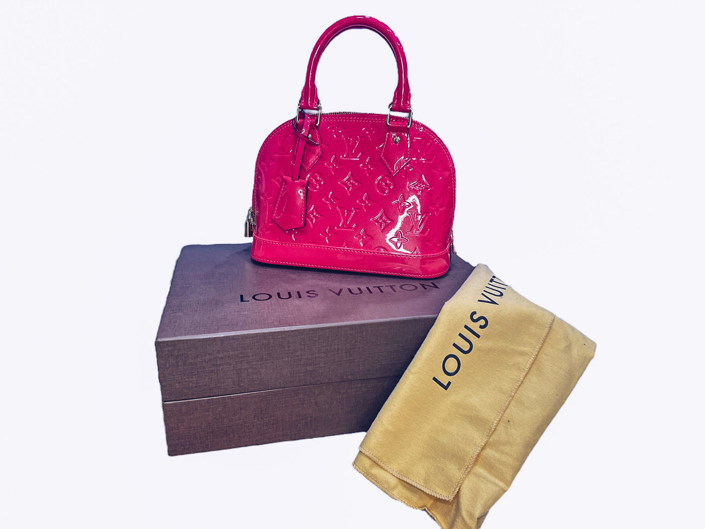 Louis Vuitton Vernis Alma BB Hot Pink FULL SET - Clairely Amazing