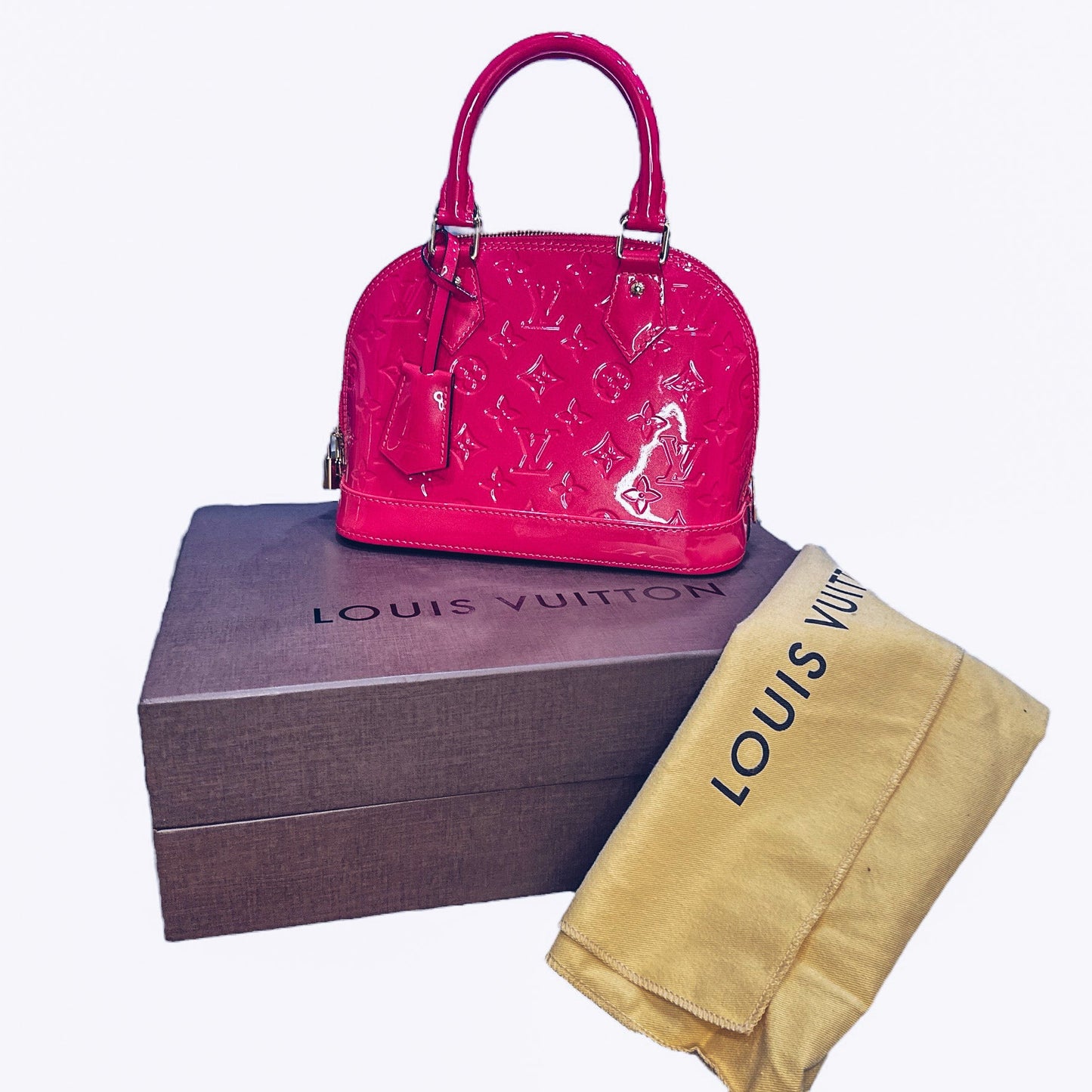 Louis Vuitton Vernis Alma BB Hot Pink FULL SET - Clairely Amazing