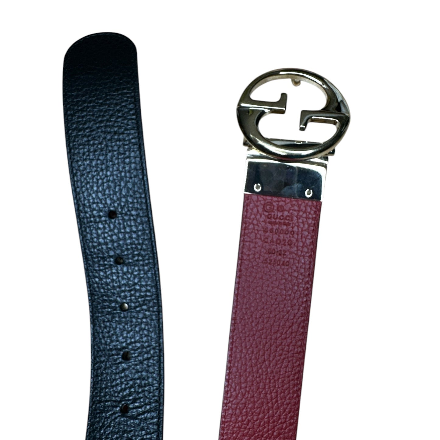 GUCCI Reversible Belt 80/32 Black Red Leather - Clairely Amazing