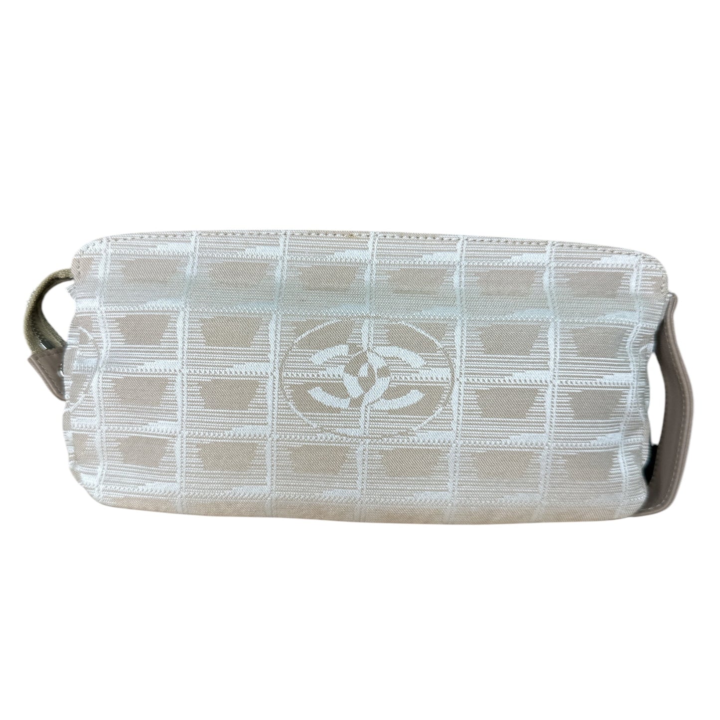 Chanel New Travel Line Nylon Jacquard Pouch Beige - Clairely Amazing