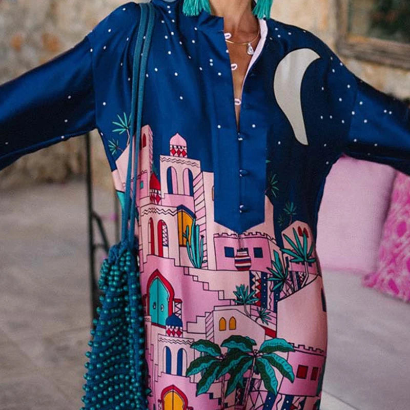 Vintage Pattern Long Dress