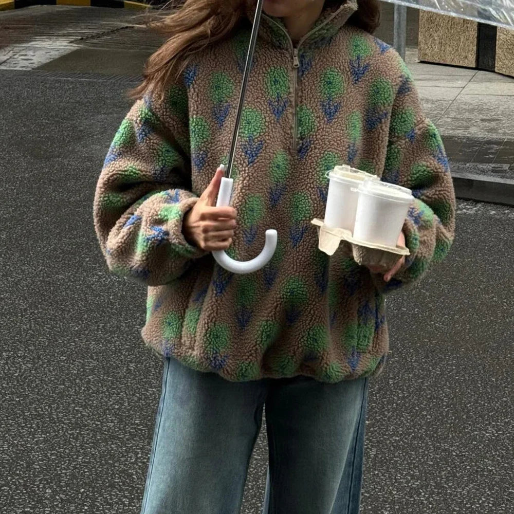 Floral Lamb Fur Hoodie