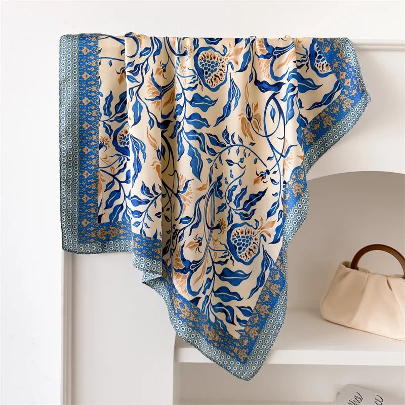 Yellow Lemon Print Silk Scarf