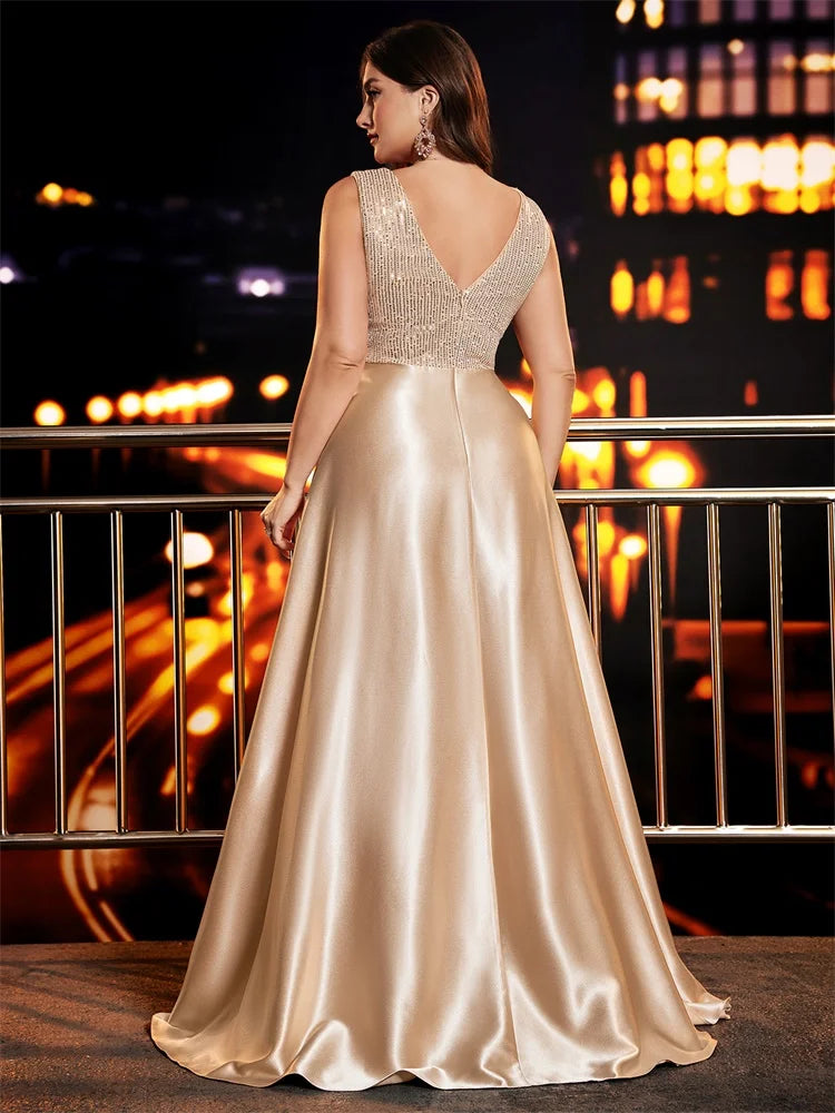Deep V-Neck Floor-Length Formal Dress 2025