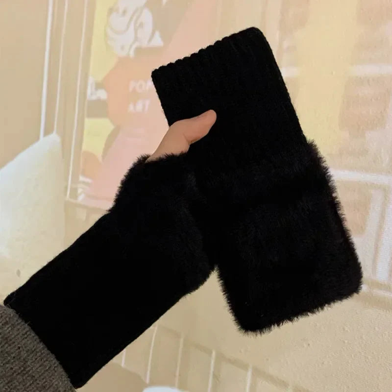 Soft Mink Fingerless Gloves