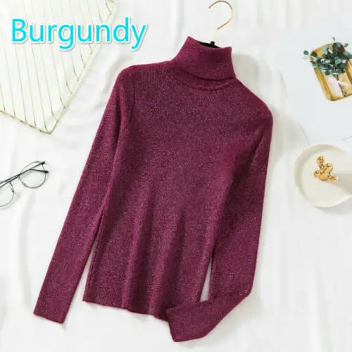 Slim Turtleneck Knit Pullover