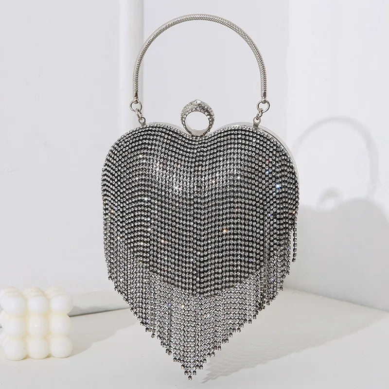 Rhinestone Heart Evening Bag