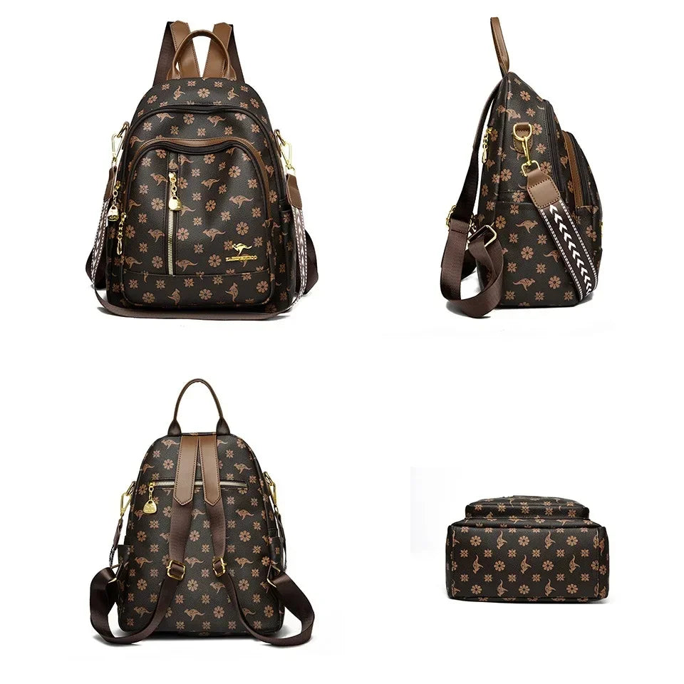 Soft Leather Women Travel Backpack