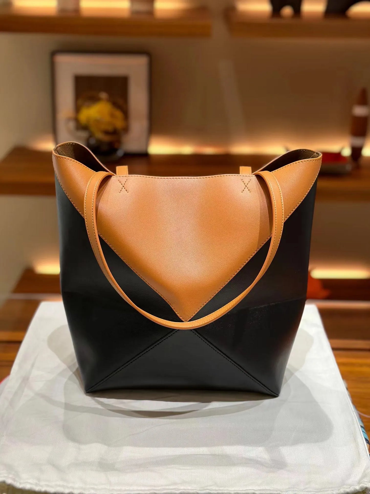 Folding Leather Handbag