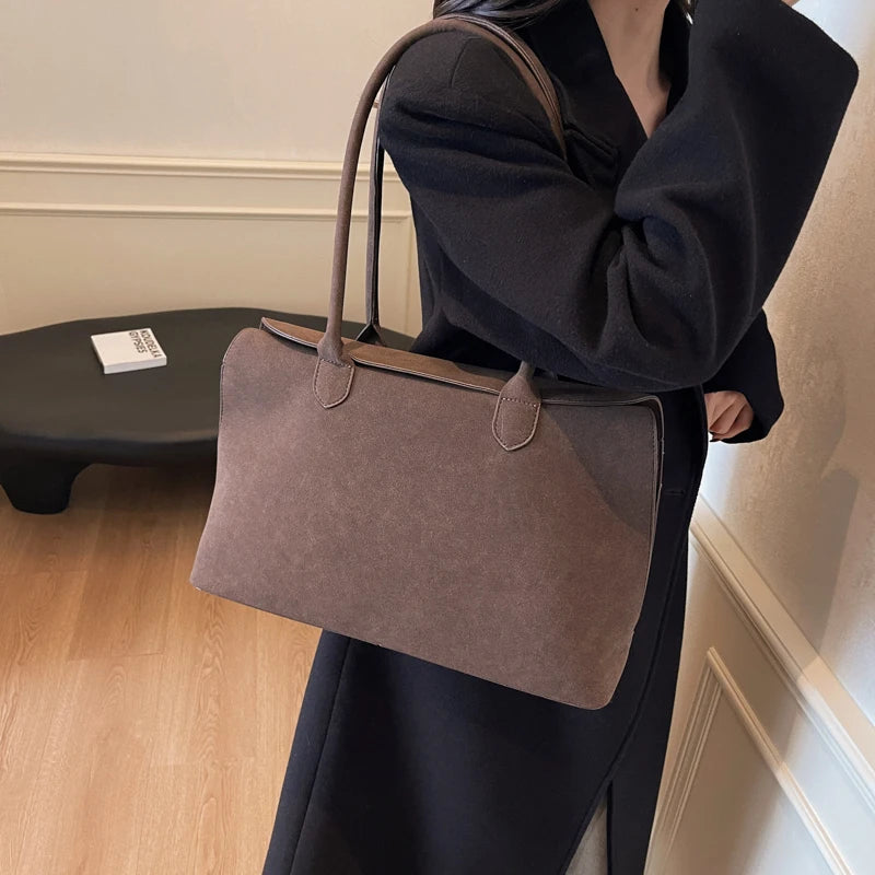 Faux Suede Business Shoulder Bag