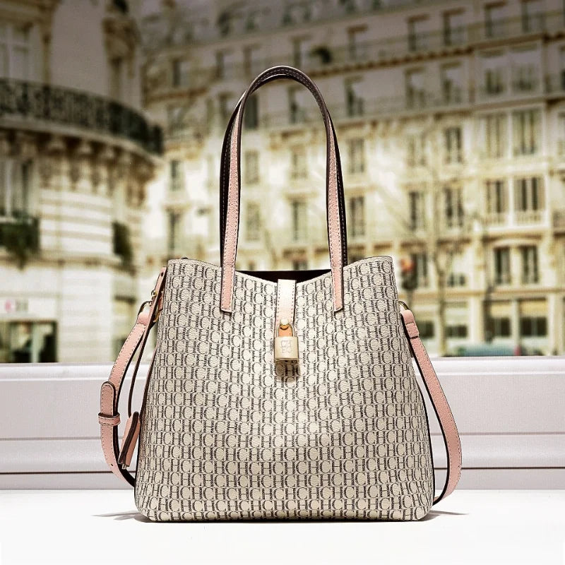 Letter Print Leather Crossbody Bag