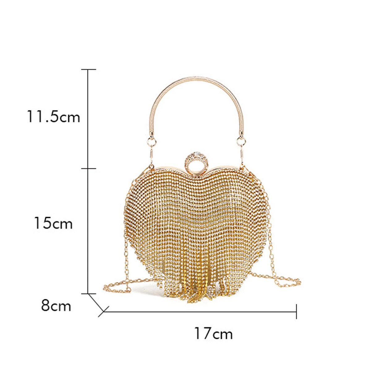 Rhinestone Heart Evening Bag