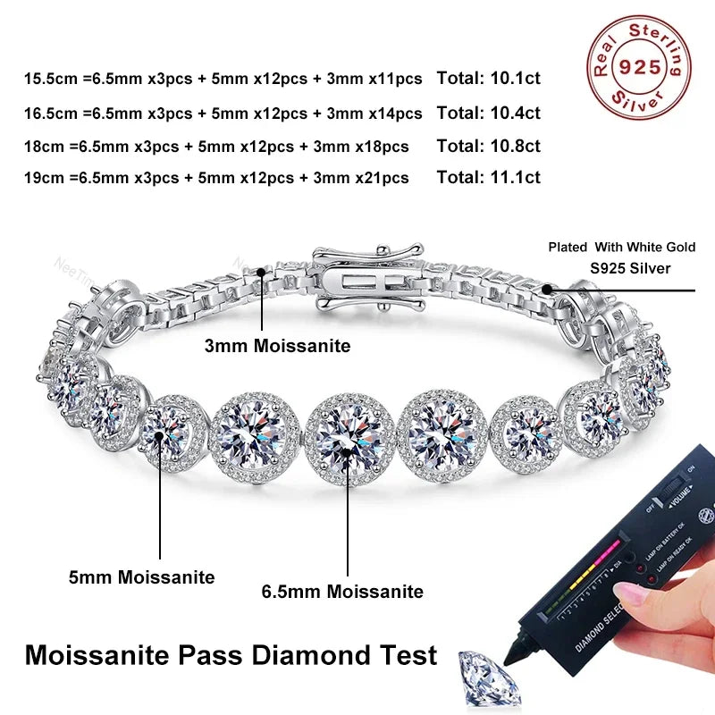 D Color Moissanite Tennis Bracelet