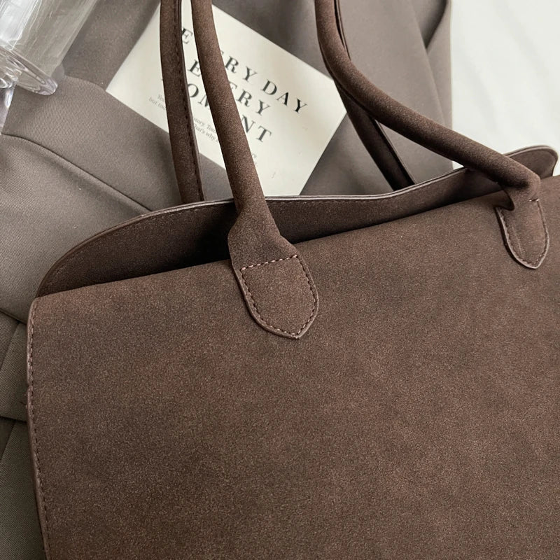 Faux Suede Business Shoulder Bag