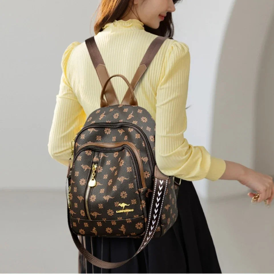 Soft Leather Women Travel Backpack