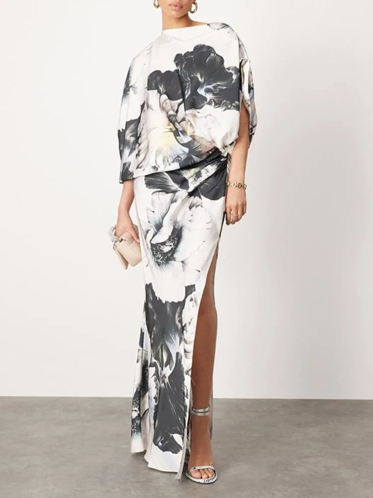 Asymmetric Bat Sleeve Dress