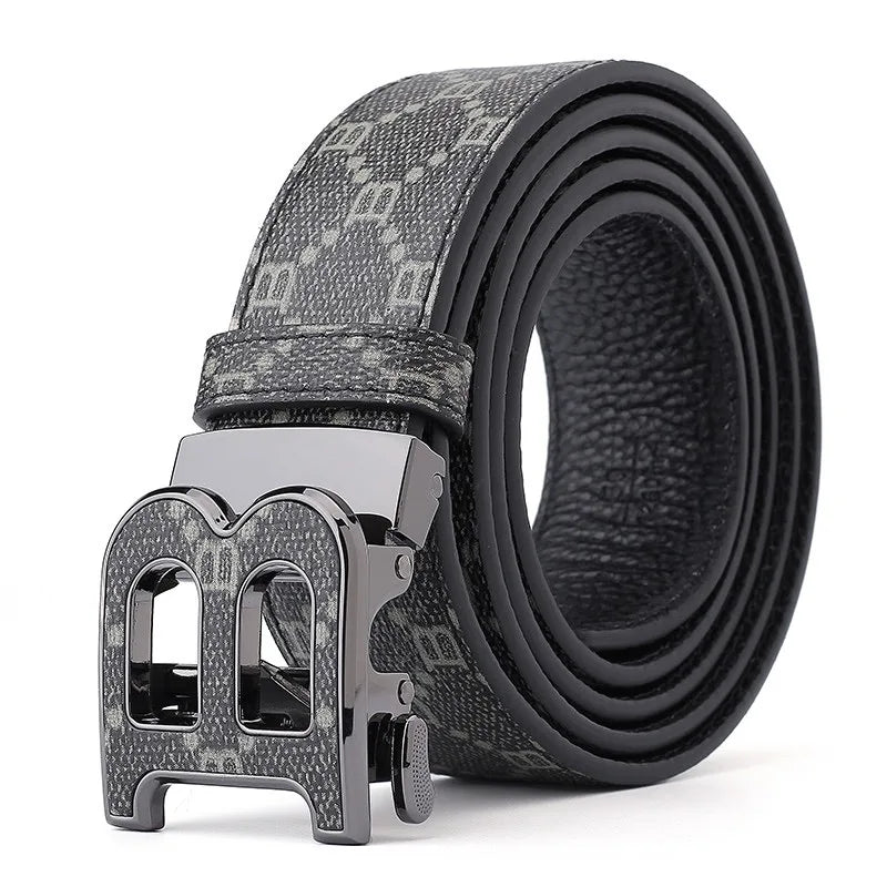 Luxury leather B buckle belt
