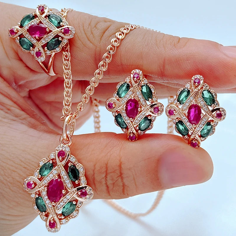 Rose Gold Zircon Jewelry Set