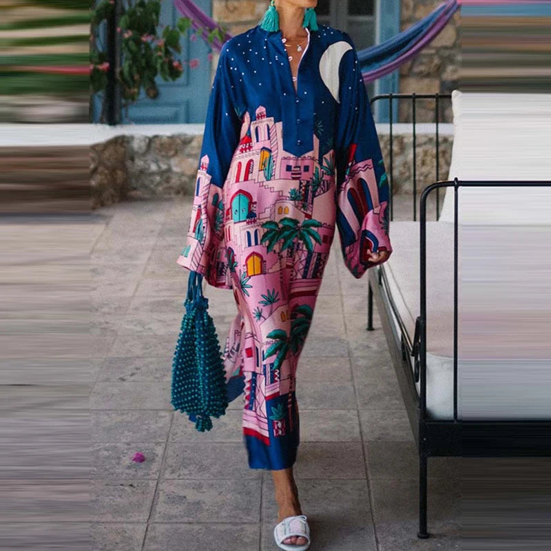 Vintage Pattern Long Dress