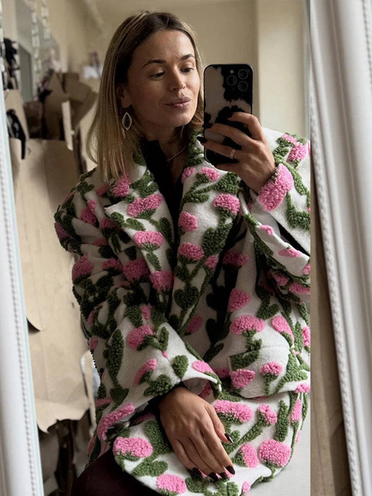 Flower Lamb Fleece Jacket