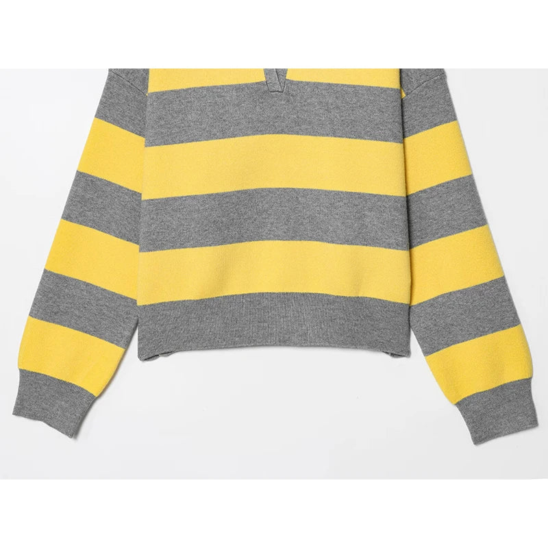 Striped Polo Neck Sweater