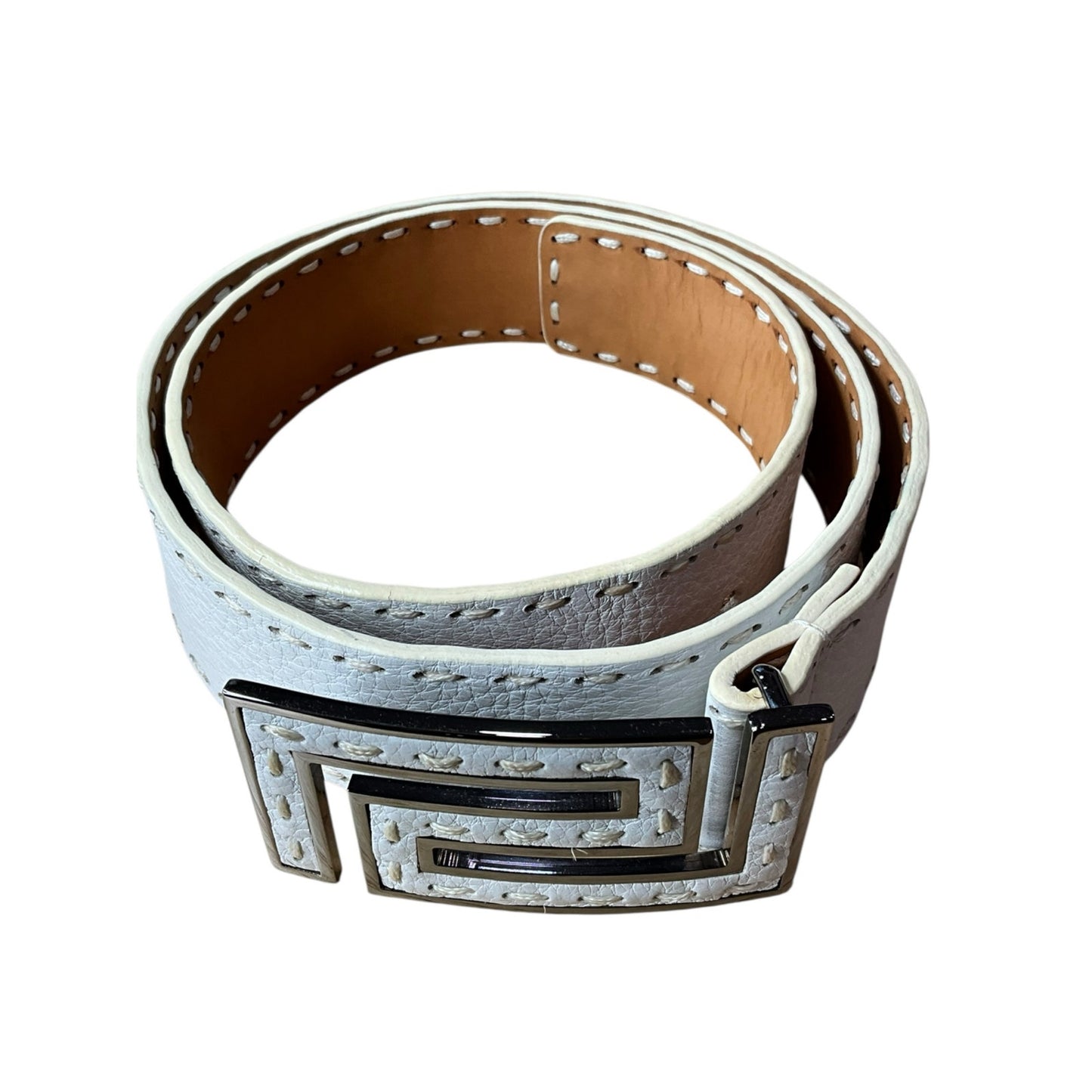 Versace White Leather Belt