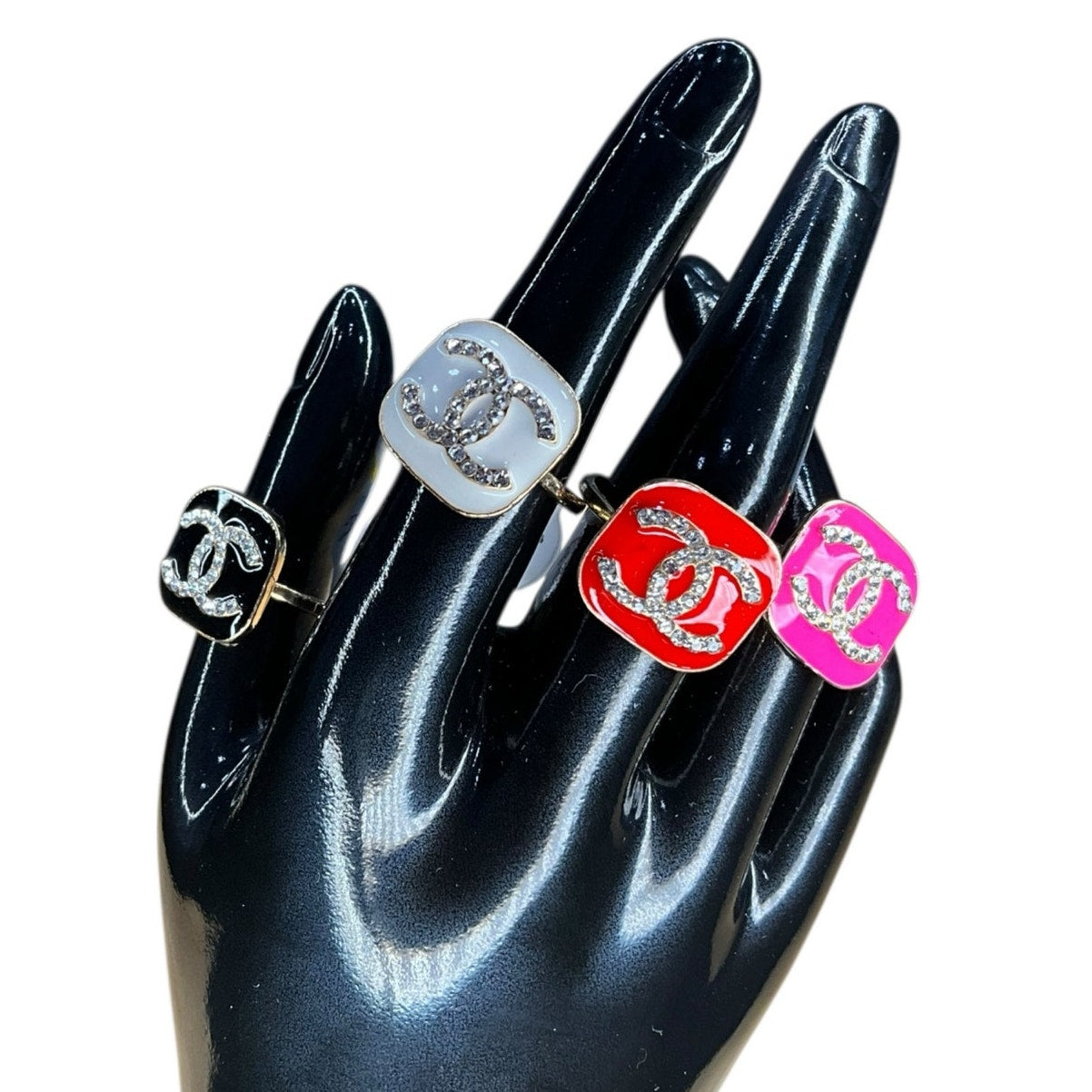 Square Color Ring with Crystal Detail