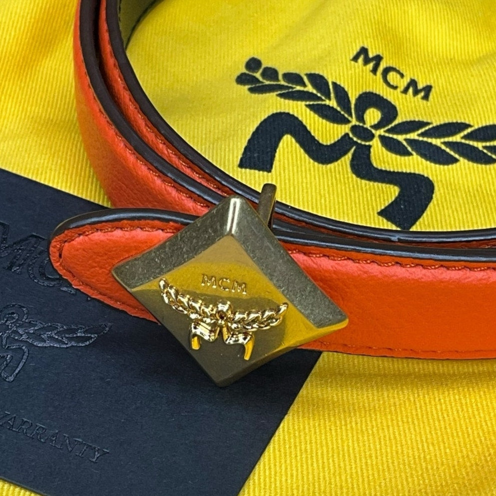 MCM Orange Reversible Diamond Belt