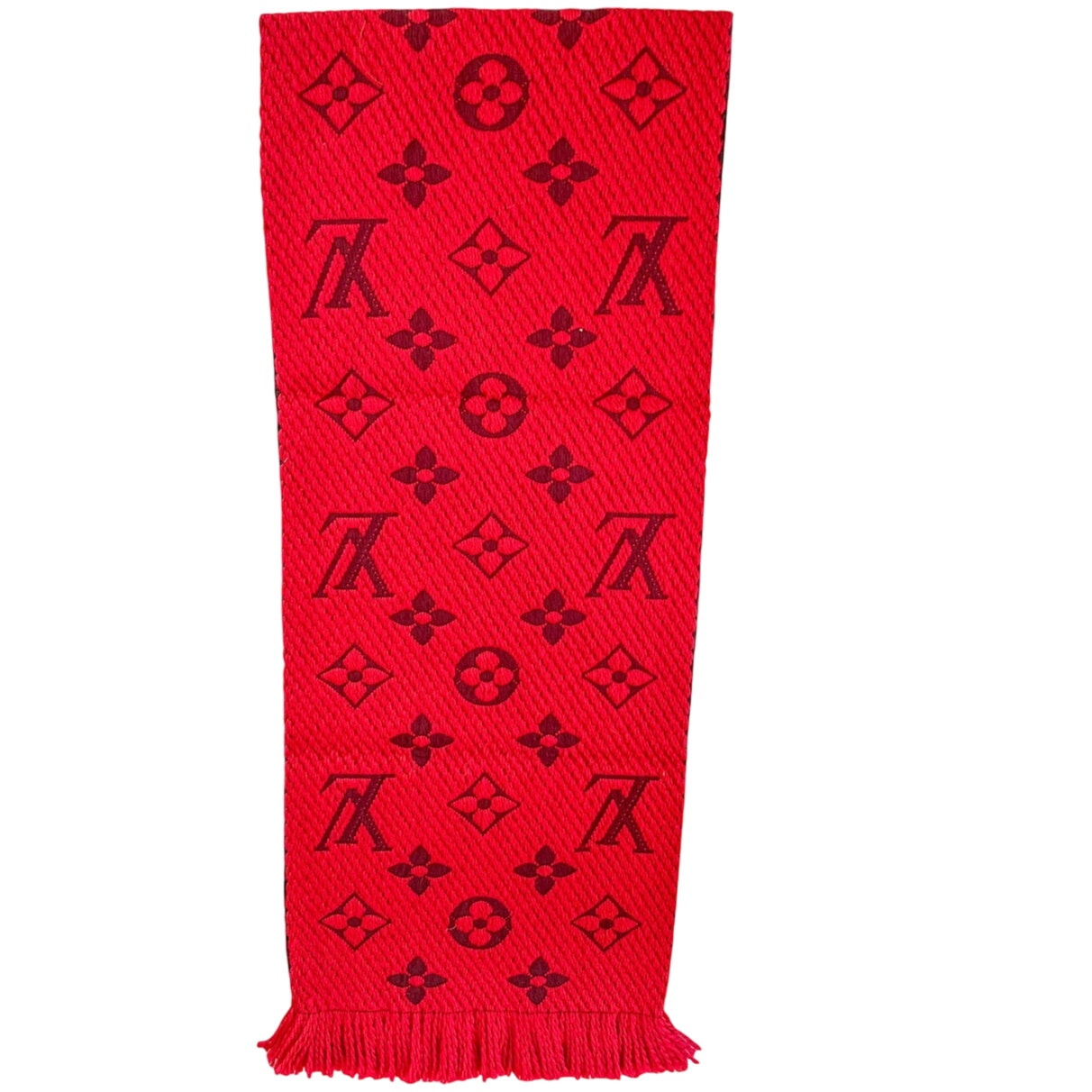 Louis Vuitton Red Logomania Reversible Wool Scarf