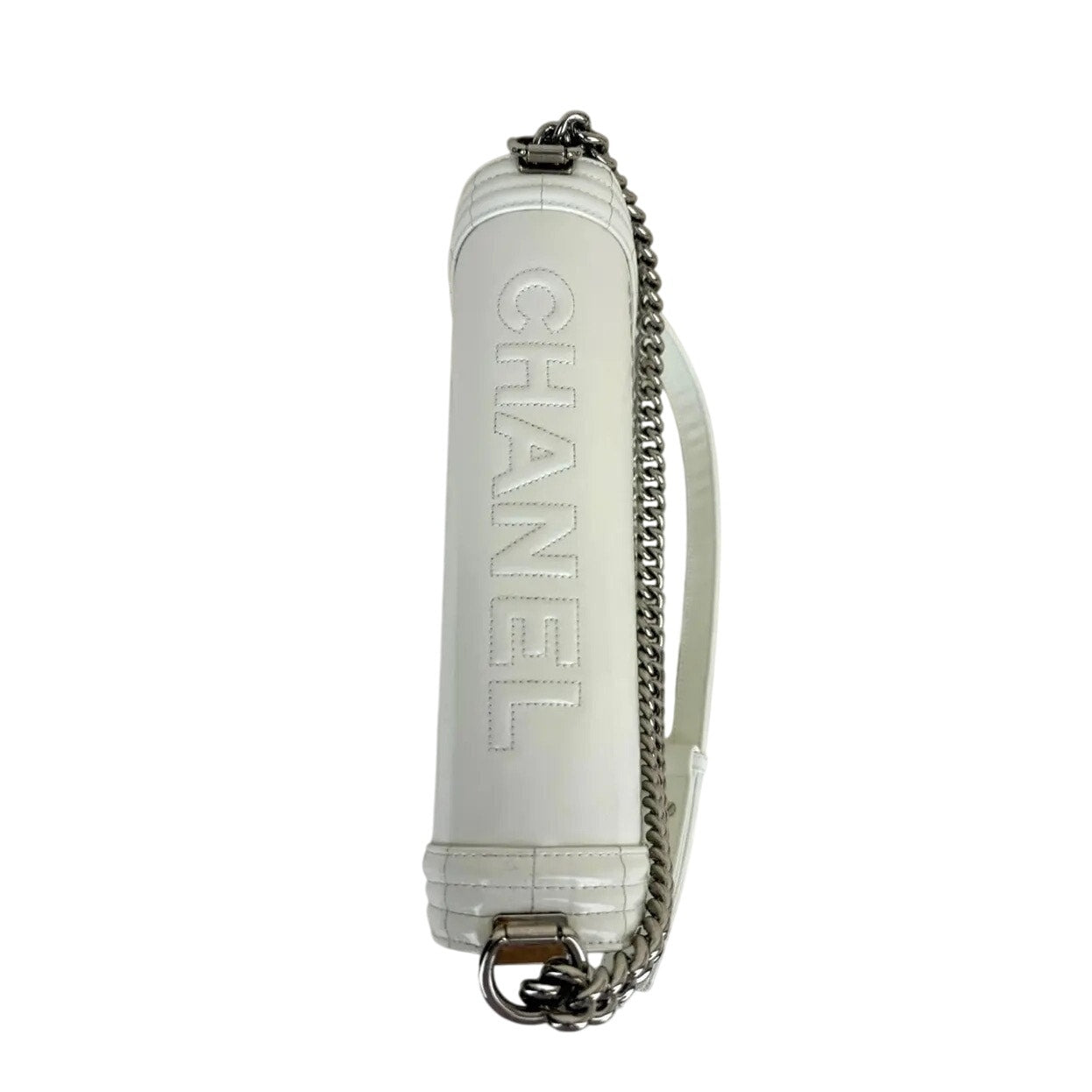 Chanel Pearl Iridescent Glazed Patent Leather Large Reverso Boy Flap Bag