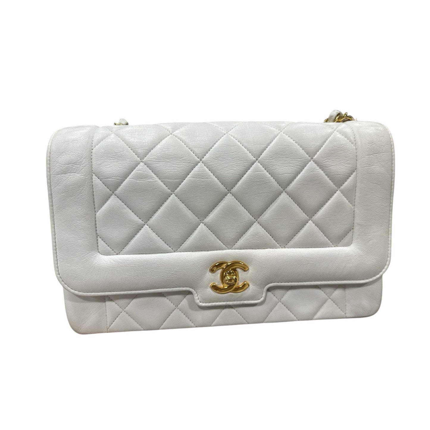Chanel Matelasse Diana Flap Chain Shoulder White - Clairely Amazing
