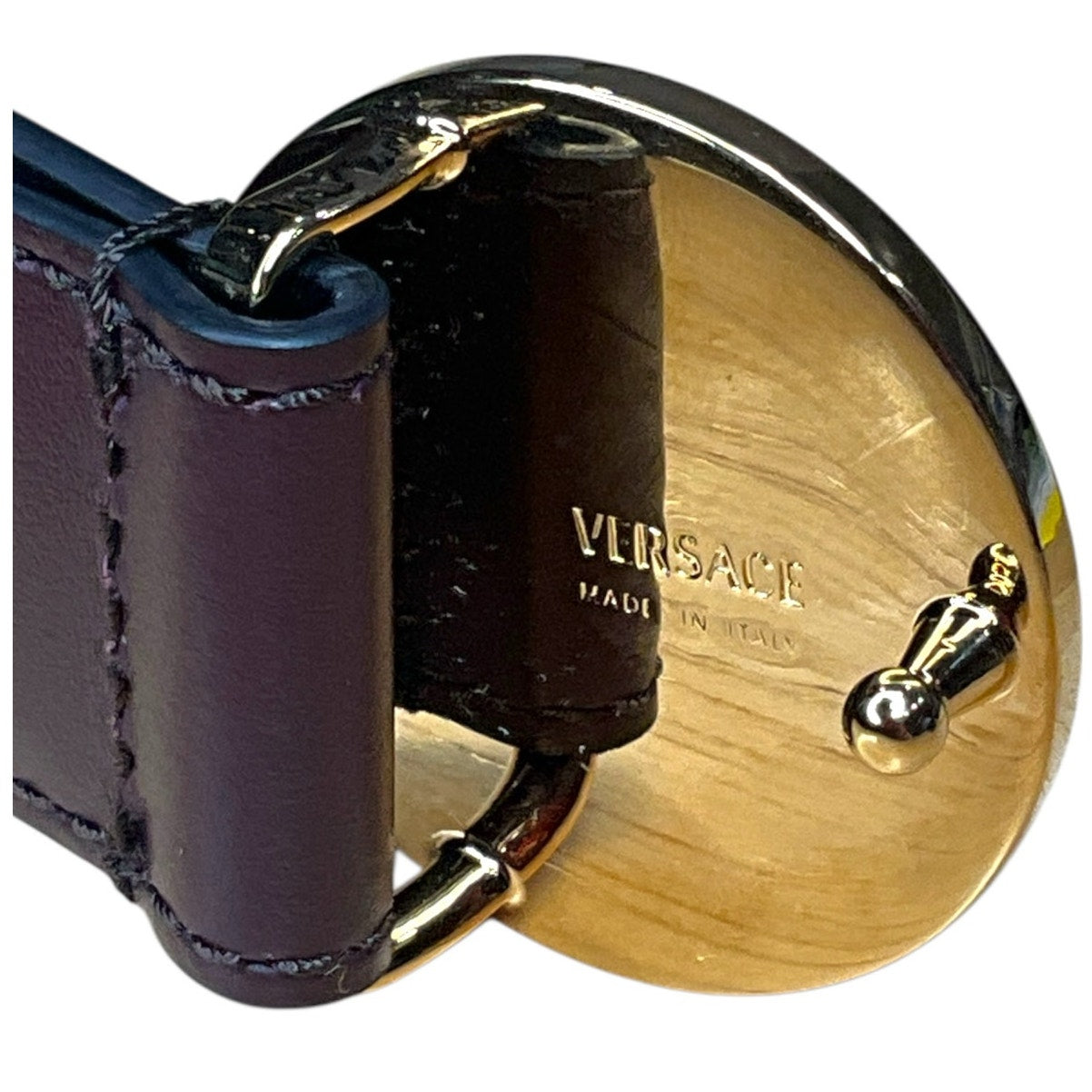 141. Versace Maroon/Brown Belt Medusa Head