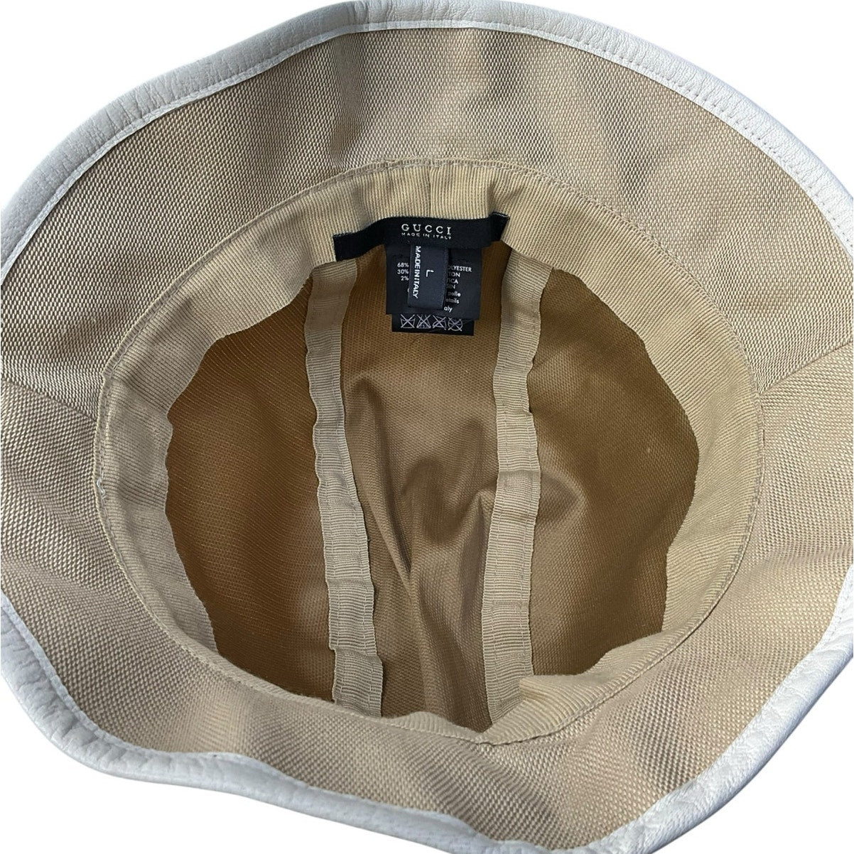 GUCCI Double G Canvas Baguette Hat Beige
