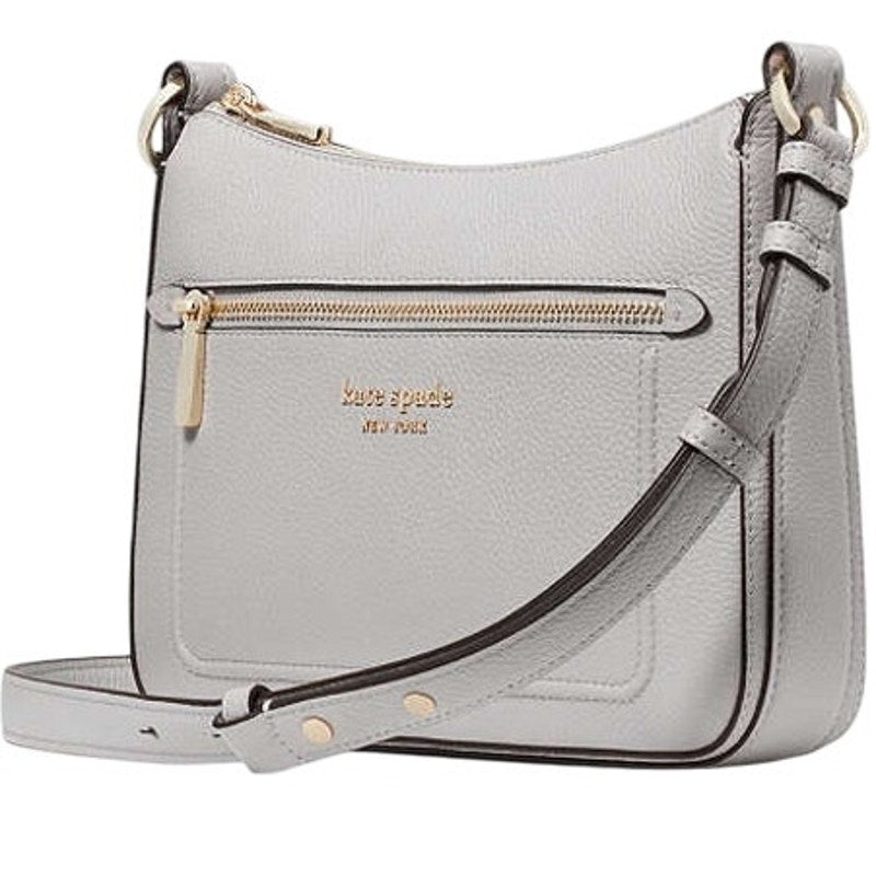 Kate Spade Hudson Medium Pebbled Leather Crossbody - Platinum Gray